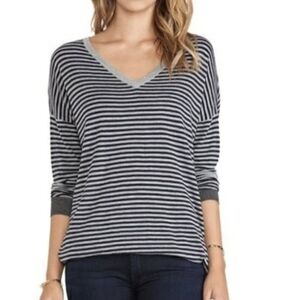 Joie v neck striped soft long line sweater pullover